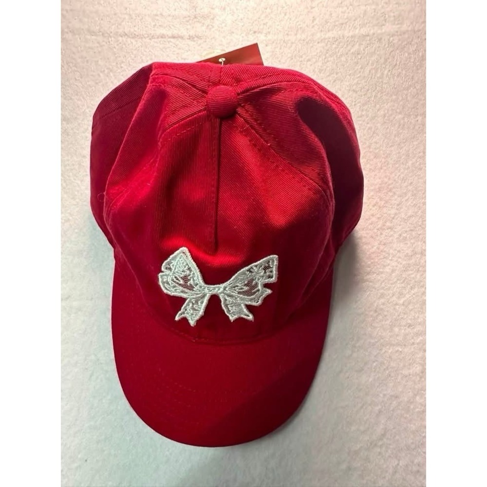 Red Child's Hat with White Bow OSFM New with Tags